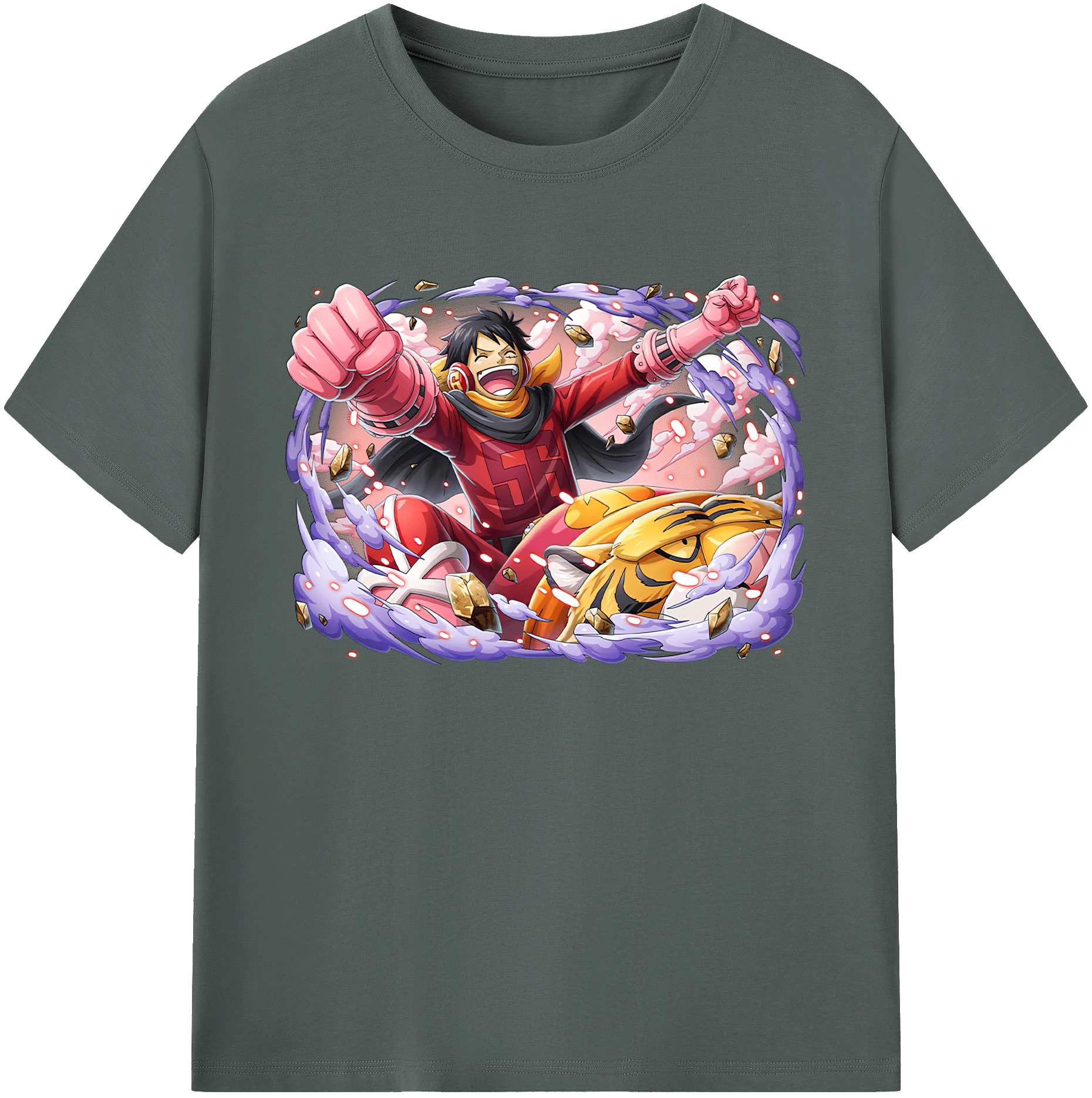 ワンピース モンキー・D・ルフィ ONE PIECE Monkey D. Luffy 綿100％ メンズ半袖Tシャツ｜肌触りやわらか＆通気性